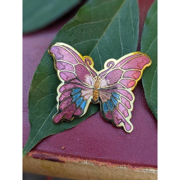 Vintage Jewelry - Vintage Cloisonne Butterfly Brooch